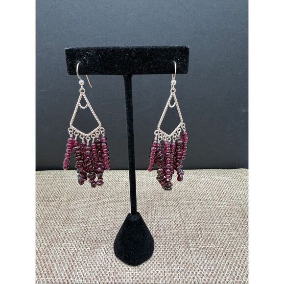 Artisan Jewelry - Genuine Amethyst & Sterling Silver Chandelier Earrings – Handcrafted Boho
